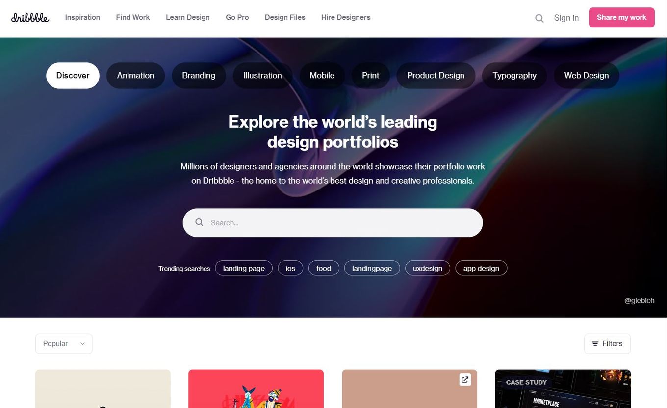 One of The Best websites to showcase your graphic design portfolio - Dribble