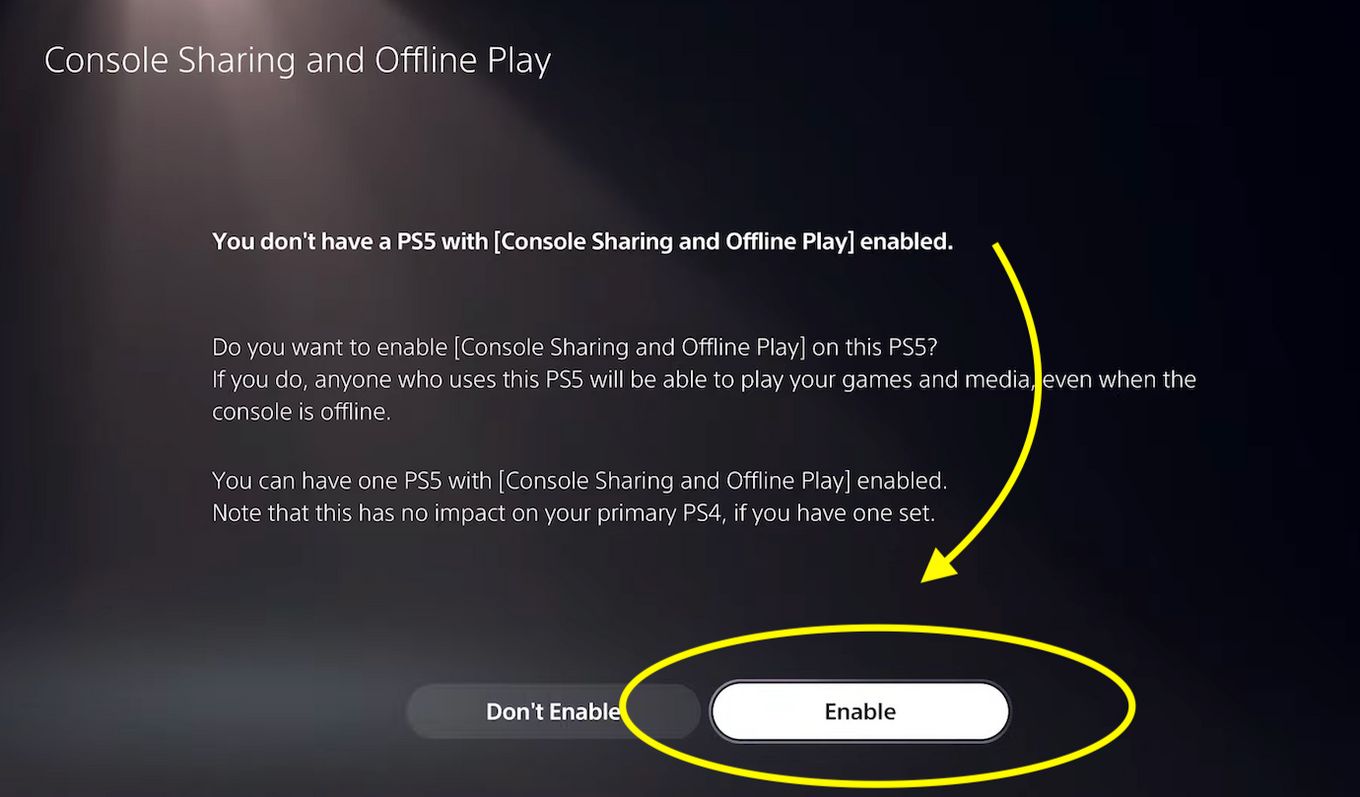 Enable Console Sharing & Offline PLay