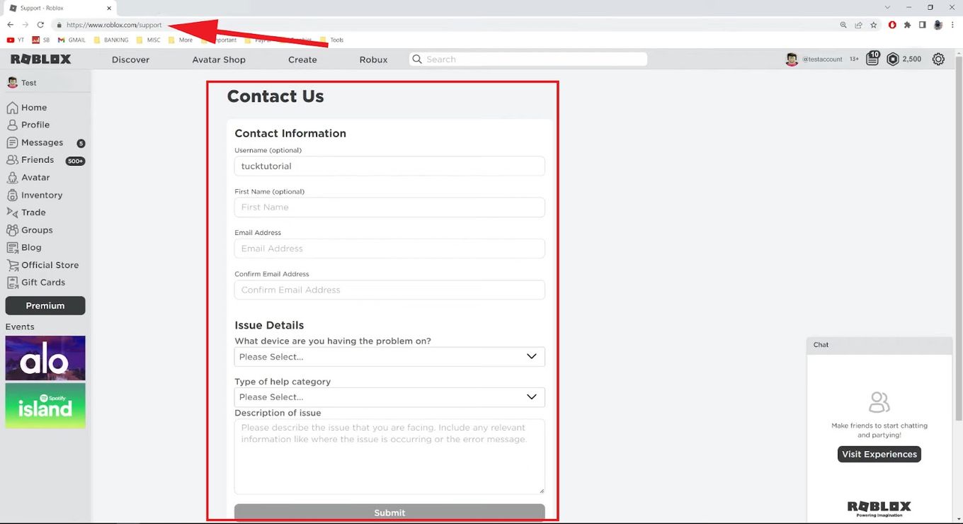 How to contact Roblox Support?