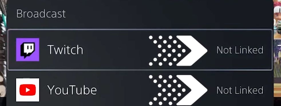 Interface of unlinked Twitch and Youtube.