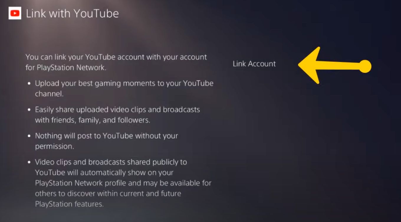 Link Youtube account to PSN account