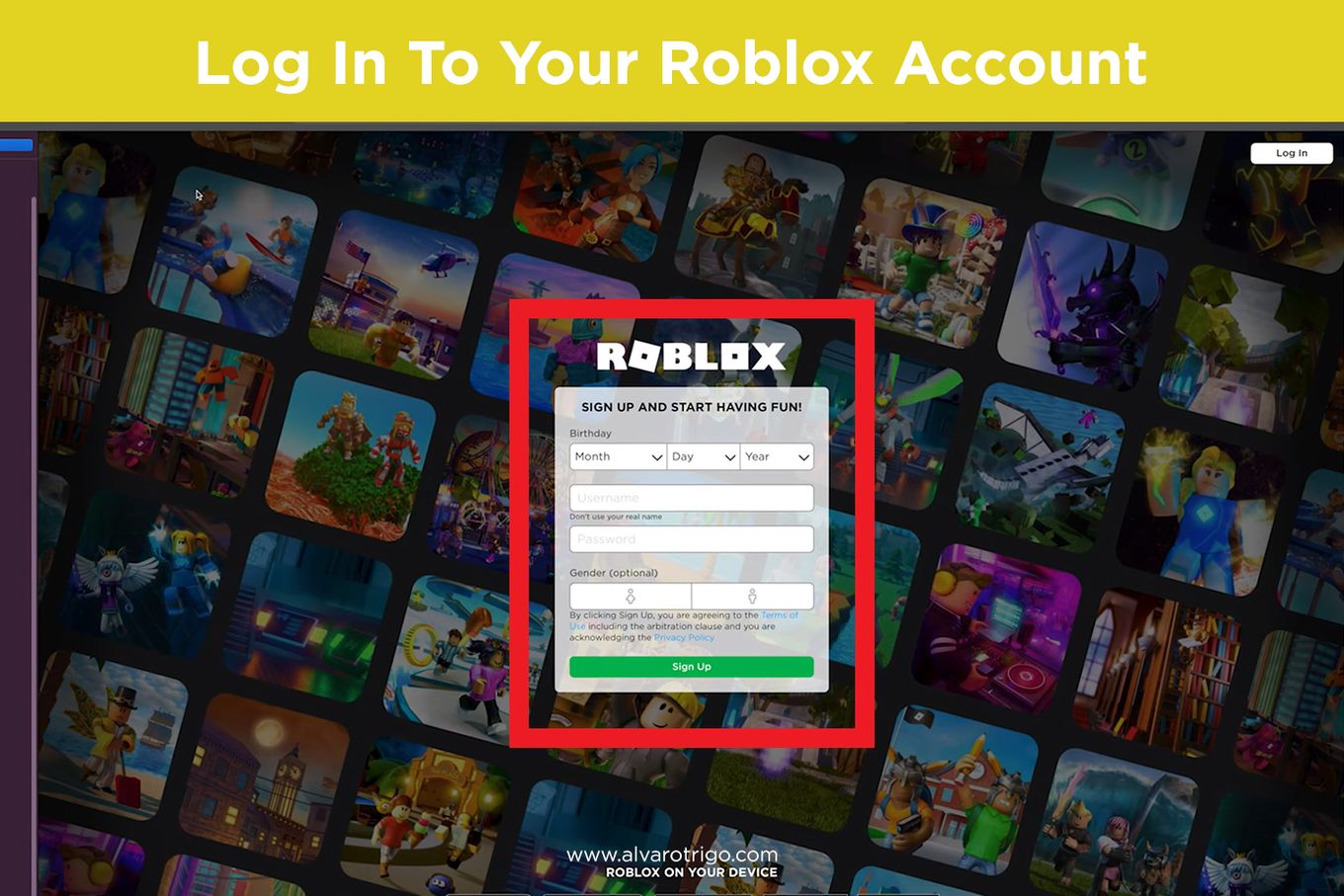 Log-in to your Roblox account