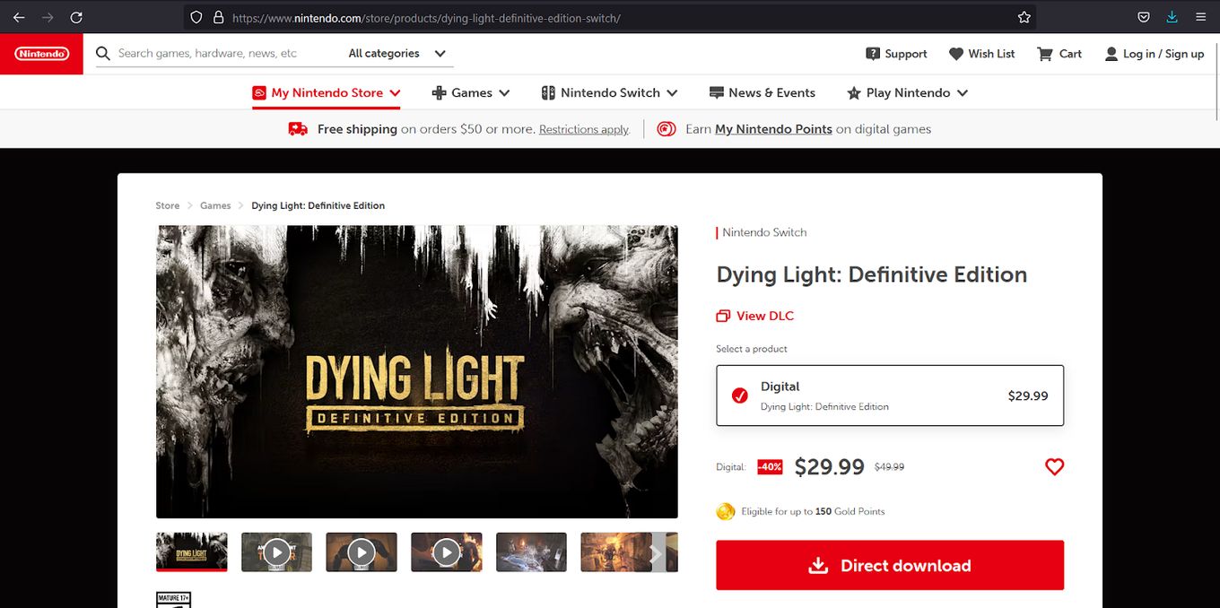 Dying Light: Definitive Edition - Zombie Game for Switch