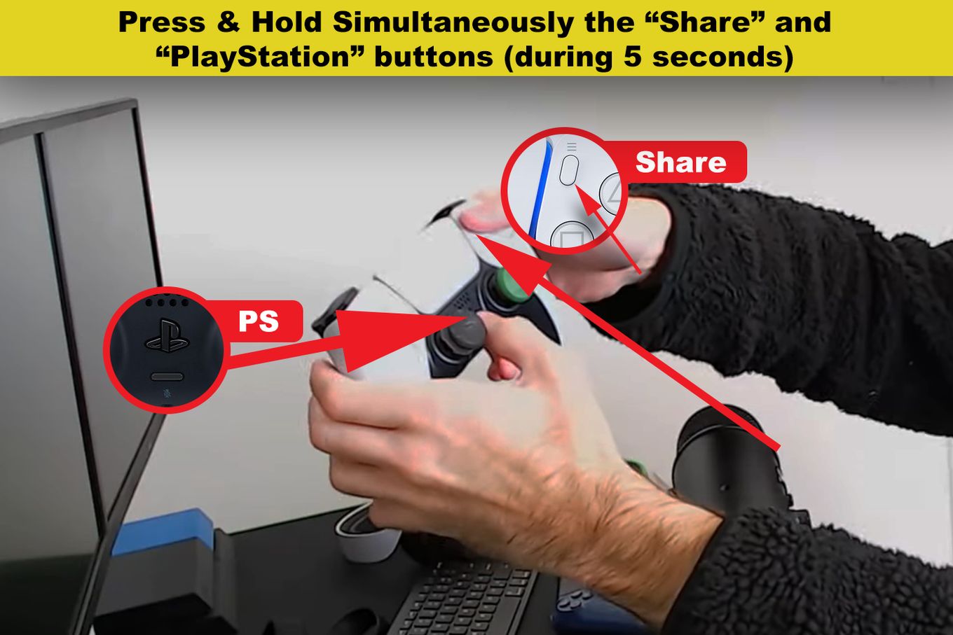Press Share and PS Buttons