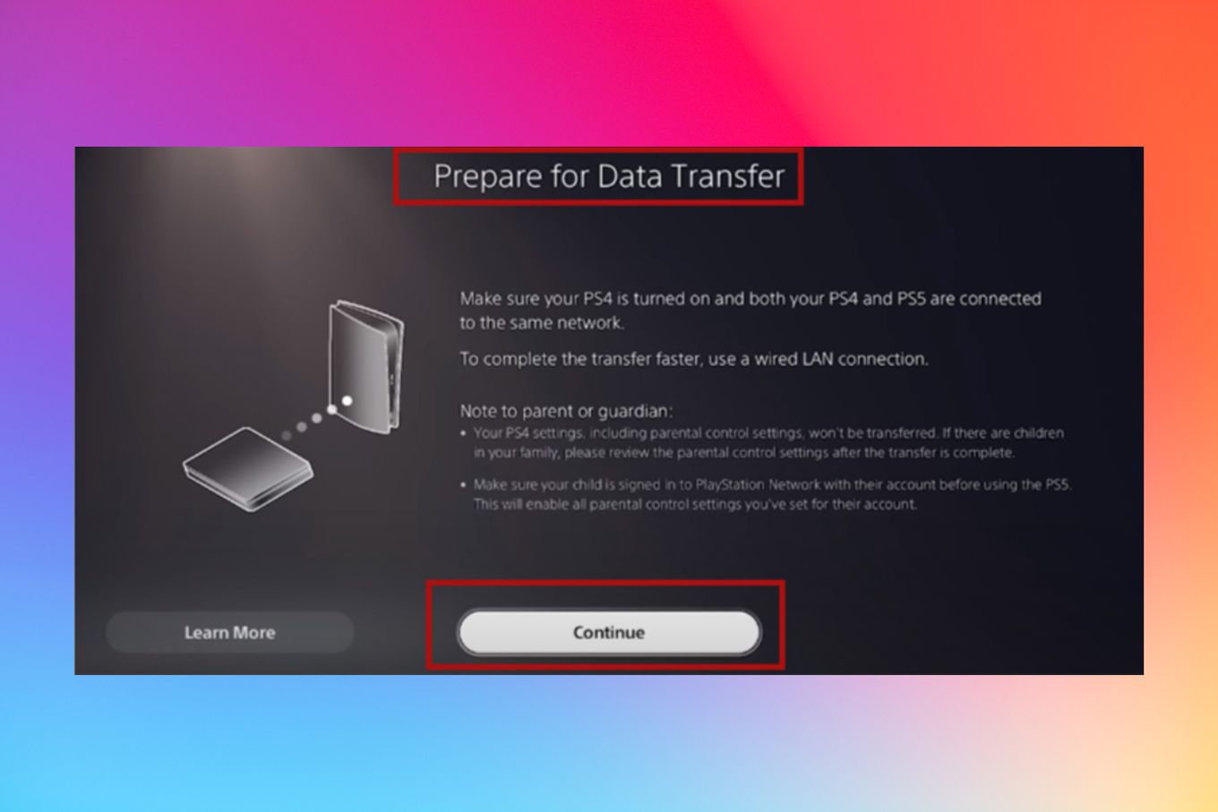 Prepare for Data Transfer
