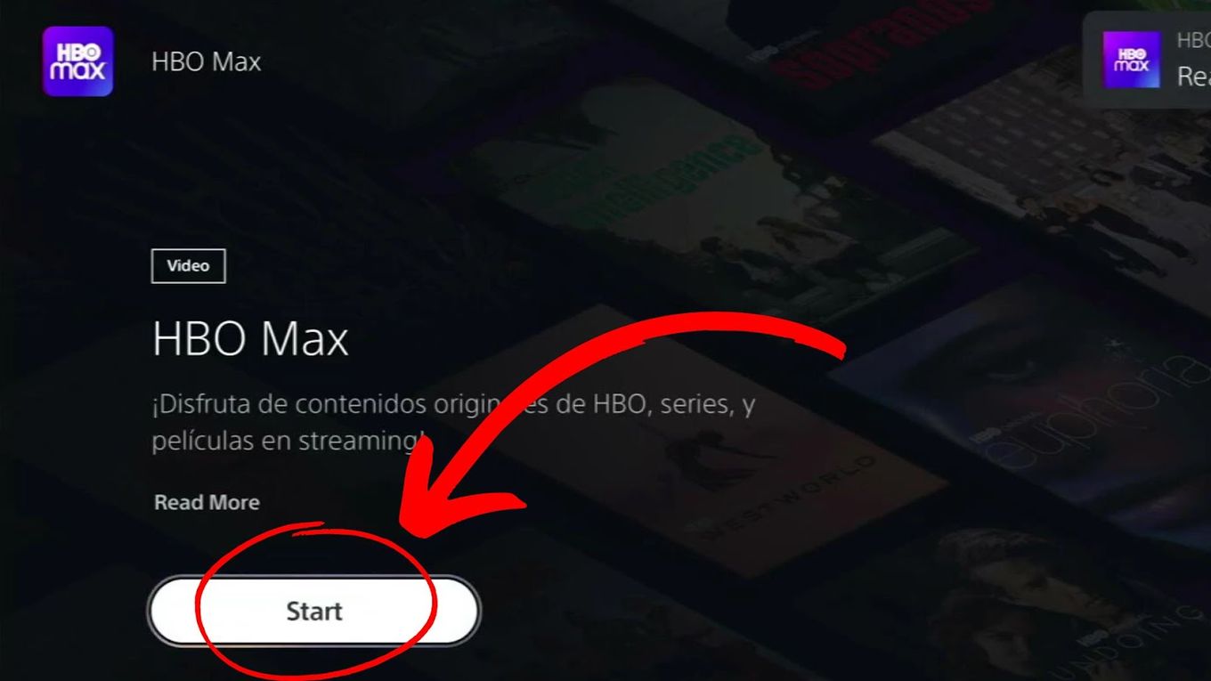 Press Start to Open HBO Max app on PS5