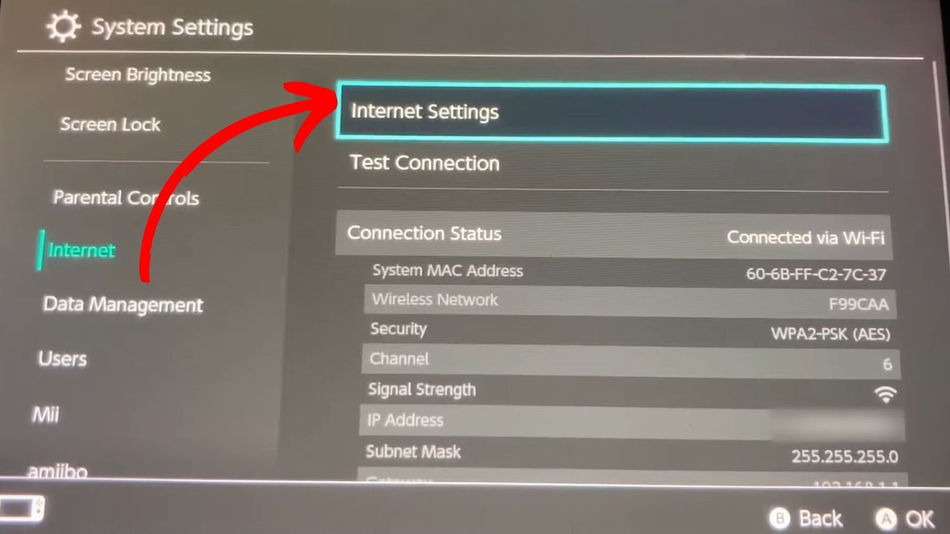 Click on the internet connection you will be using