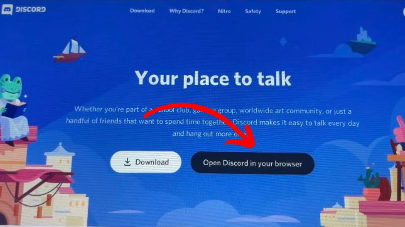 Click the Open Discord in your browser button