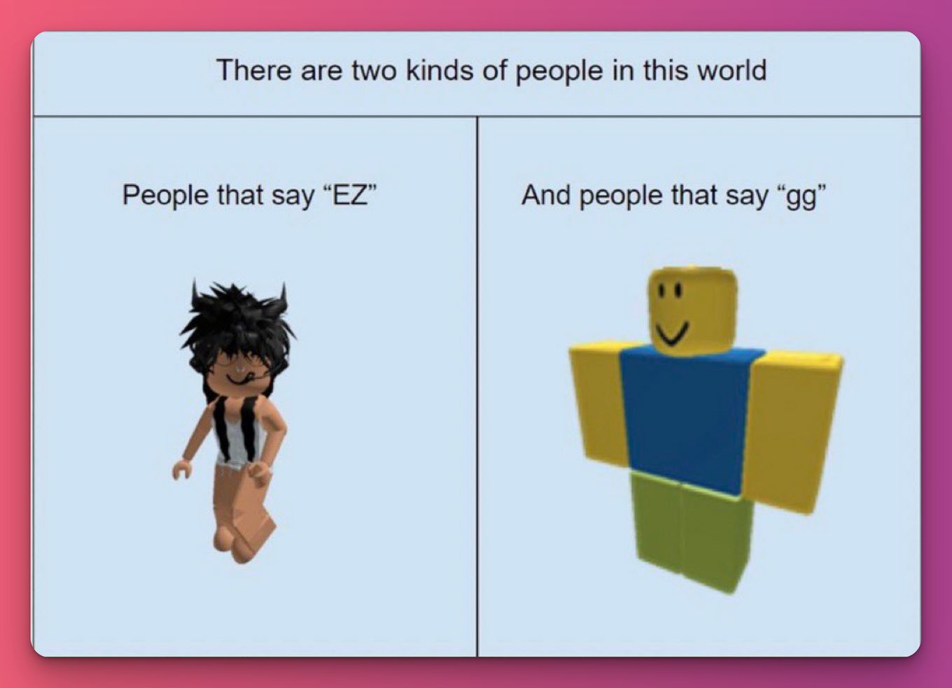 Two kinds of people in this world - Cursed Roblox Meme