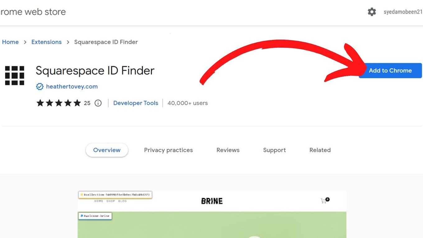 chrome squarespace id finder