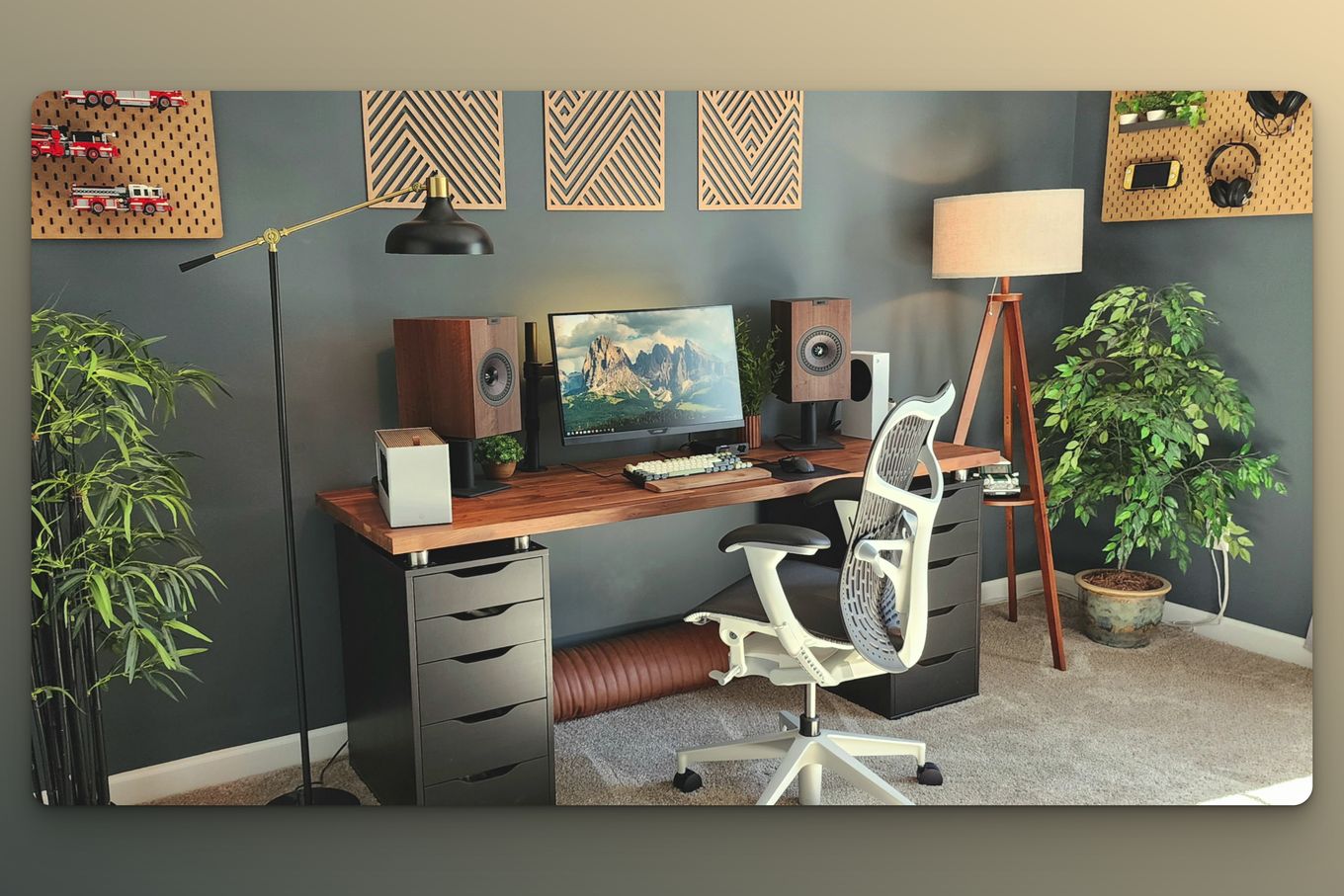 Grey And Wood Mac Studio Office