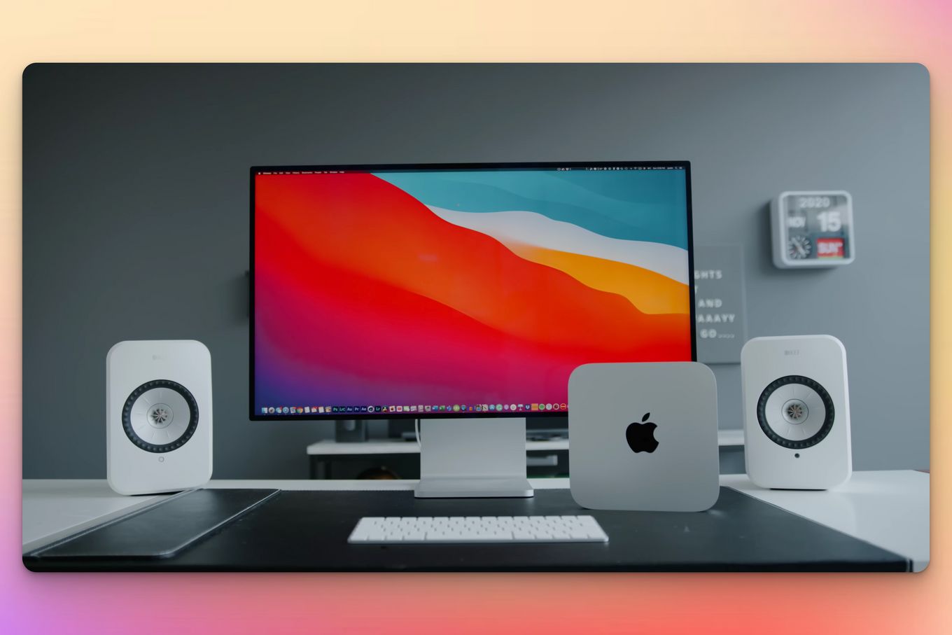 White Mac Mini Desk Setup