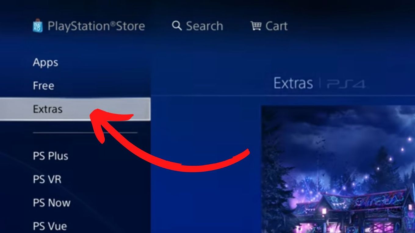 Extras Menu on PS4 Store