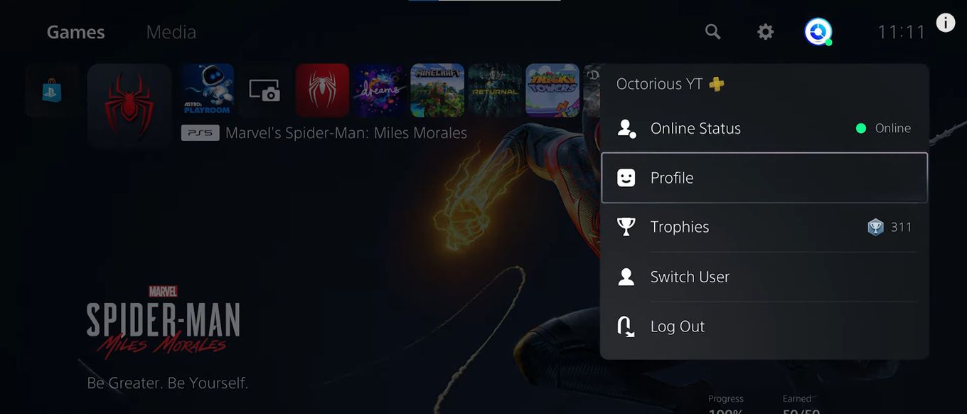 Navigate to profile settings on your ps5 console