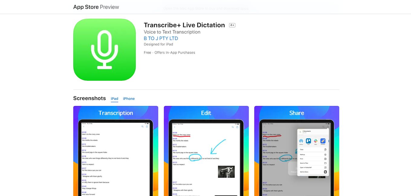 Transcribe+ Live Dictation