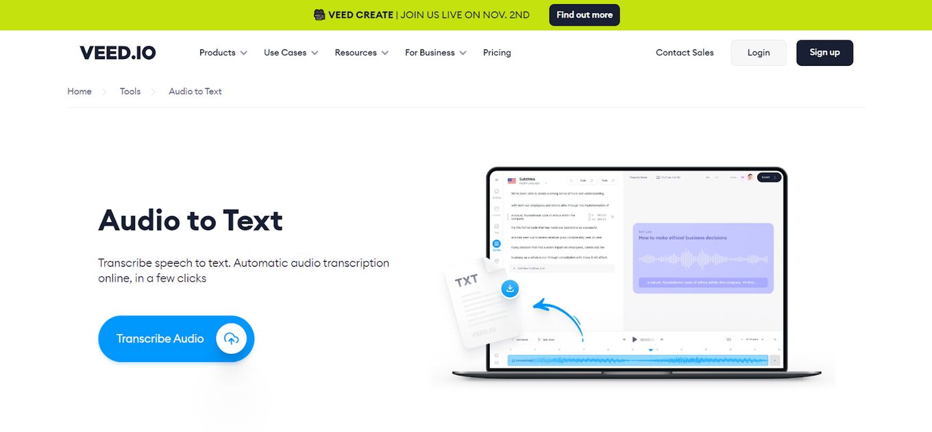 Veed.io Transcription Software