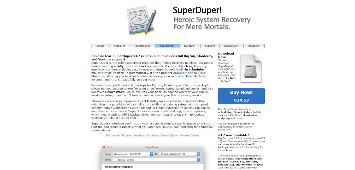 Super Duper Mac HD Cloning Software