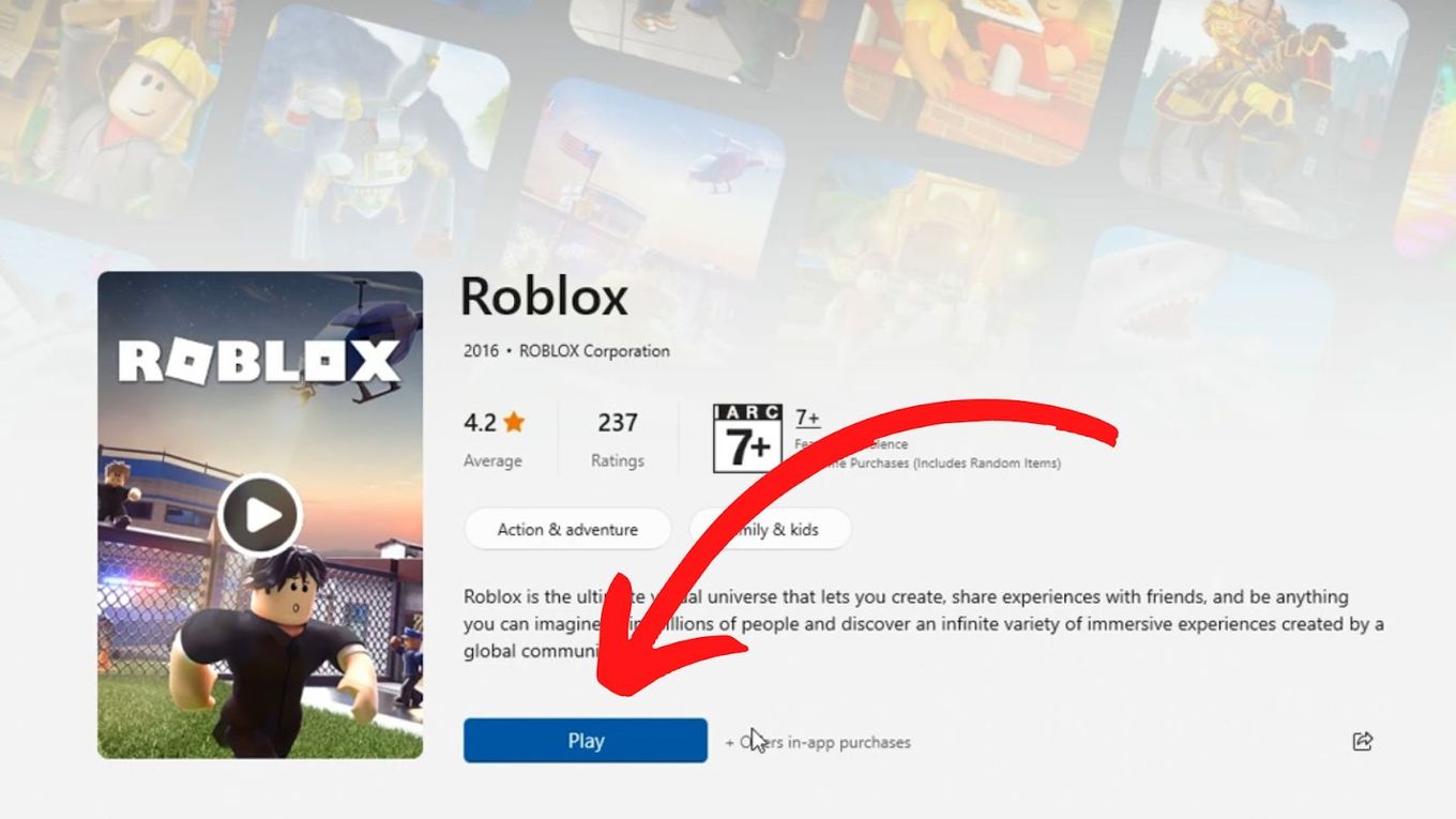Start playing Roblox after installation