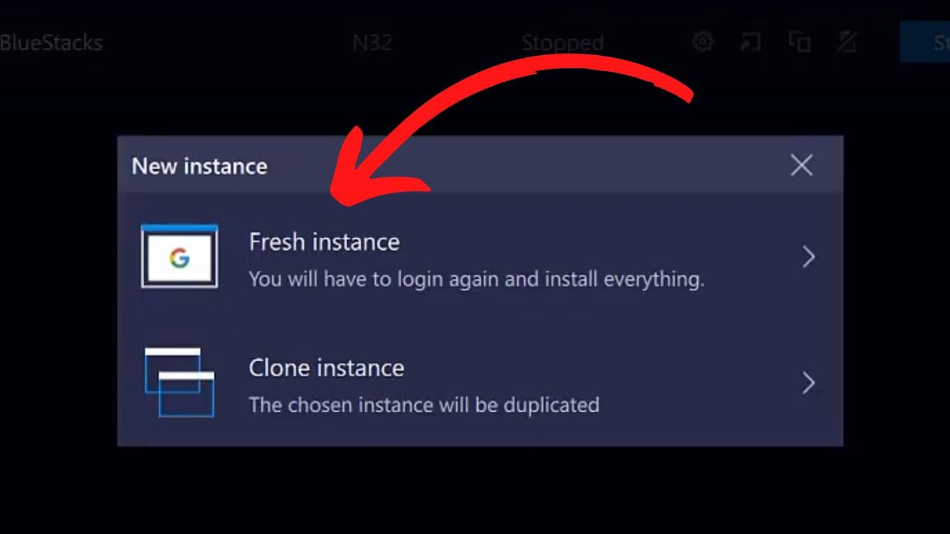 Choose from Fresh Instance or Clone