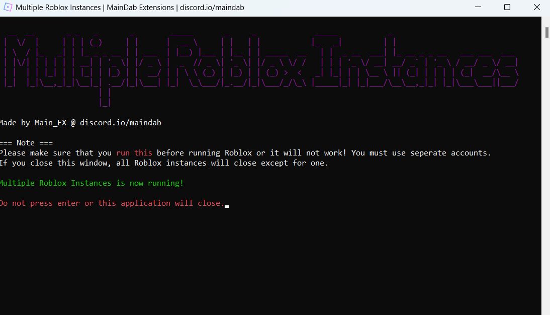 anybody know how to get multiple roblox instance thing working