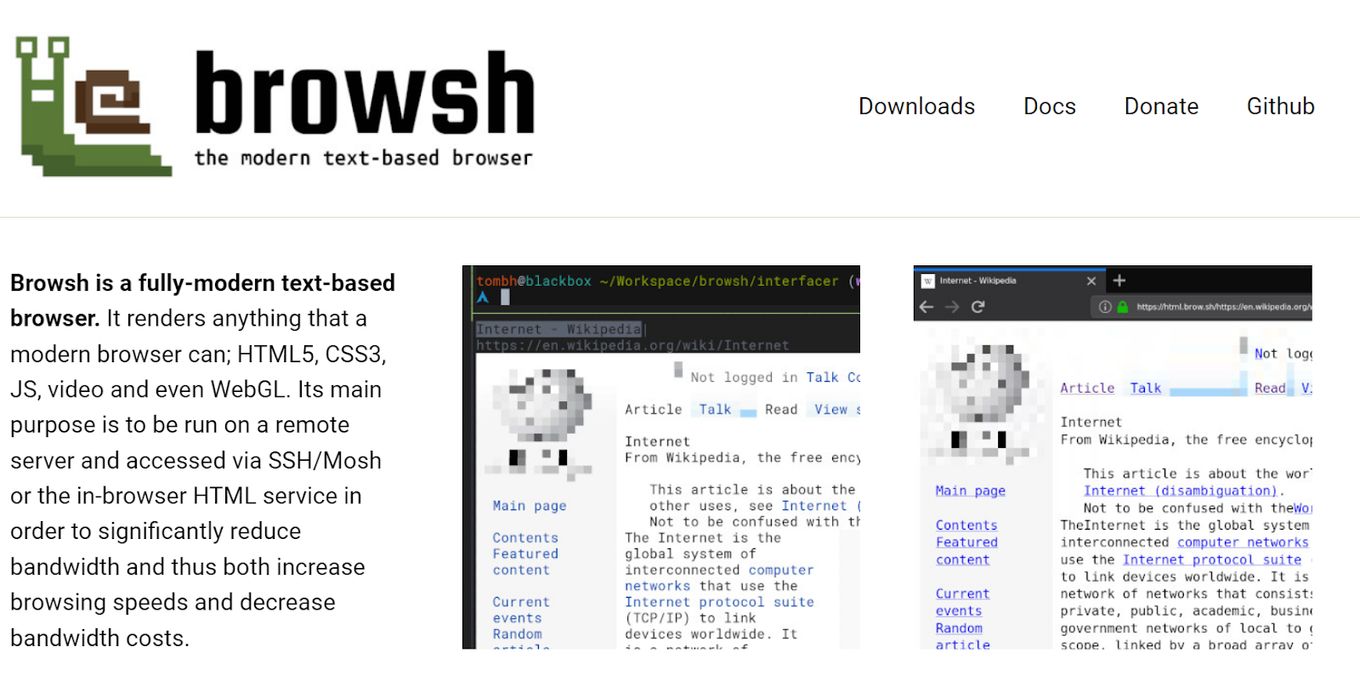 Browsh Text Only Browser