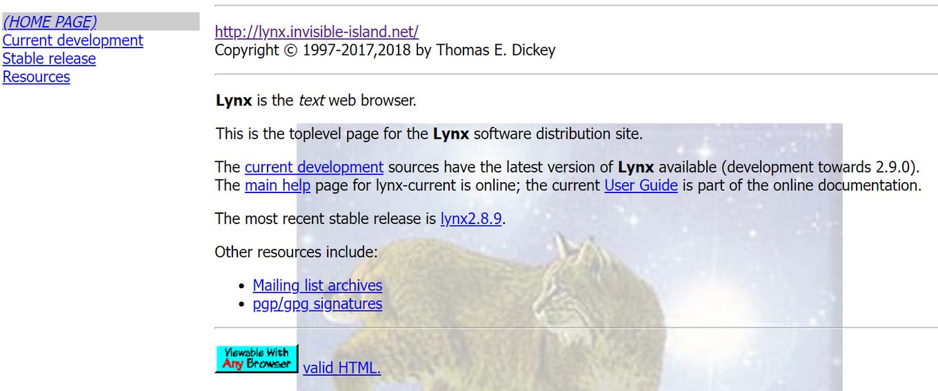 Lynx Text Only Web Browsing