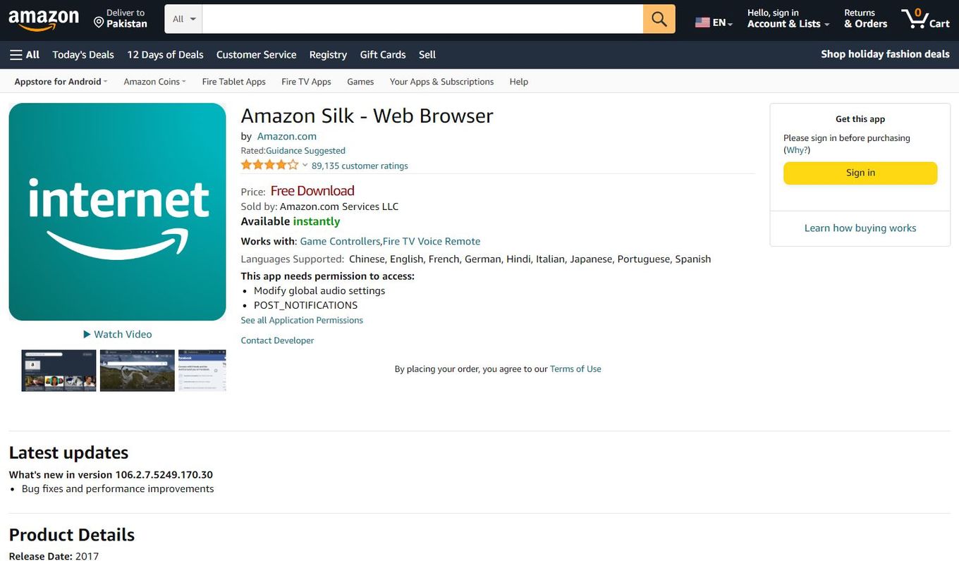 Silk - Web Browser::Appstore for Android