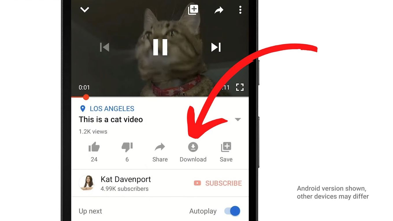 Download button in Youtube App Chromebook