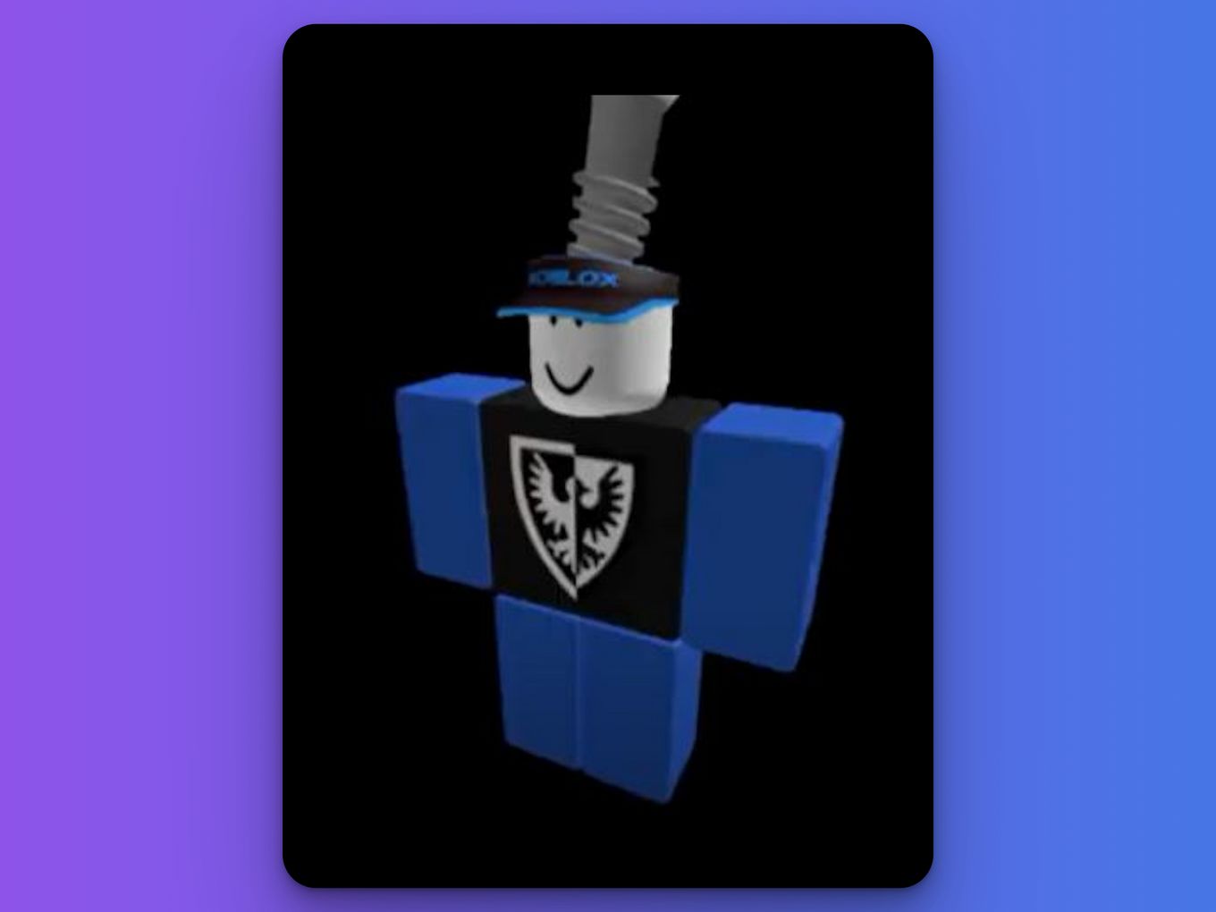 Funny roblox avatar with silly expression and sign