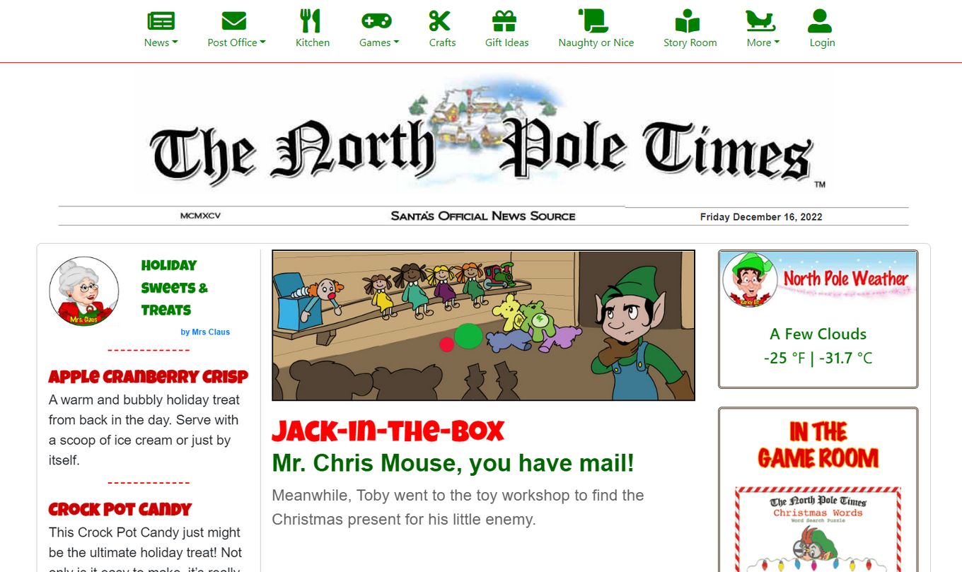 The North Pole Times - Christmas Websites