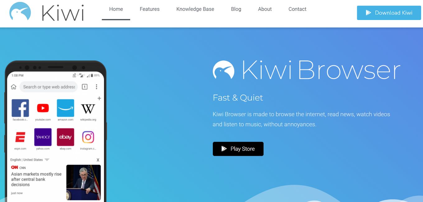 Kiwi - דפדפן אינטרנט התומך בפלאש