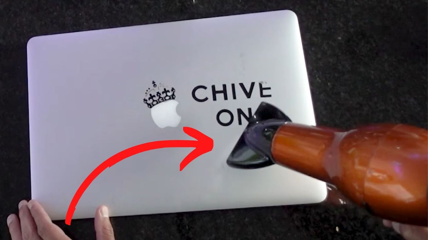 Remove Stickers From MacBook HairDryer - Step 1