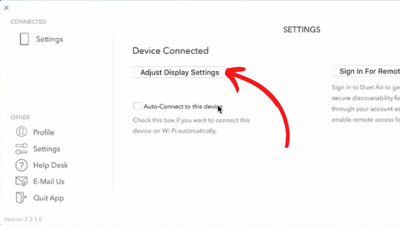 Adjust Settings - Duet Display Chromebook