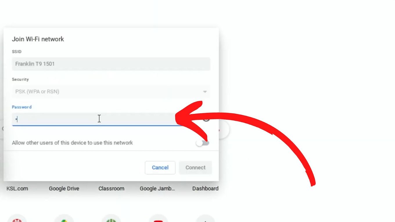 Enter Password - Wi-Fi Hotspot For Chromebook