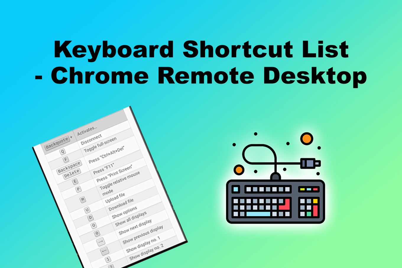Keyboard Shortcut List - Chrome Remote Desktop