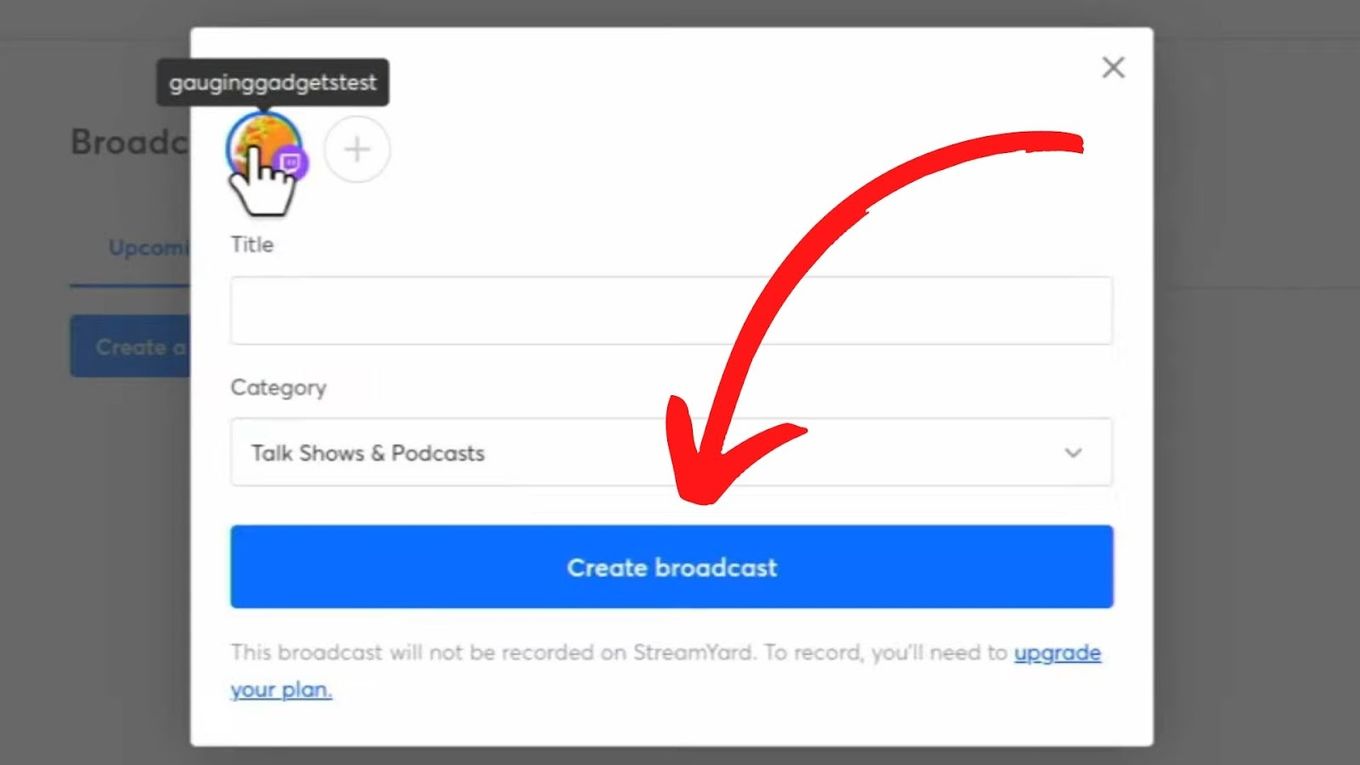Create Broadcast - Twitch Chromebook SteamYard