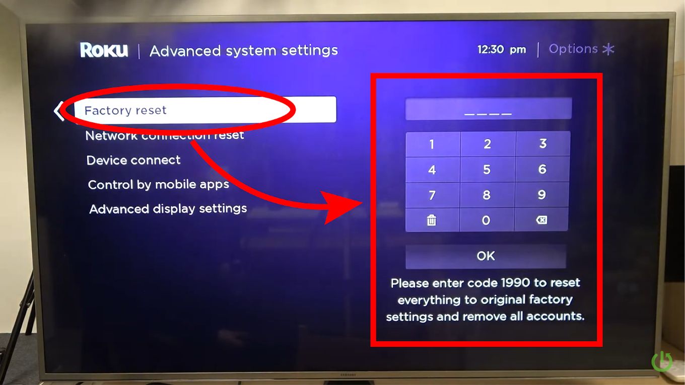 Clear Cache Roku By Factory Reset - Step 3