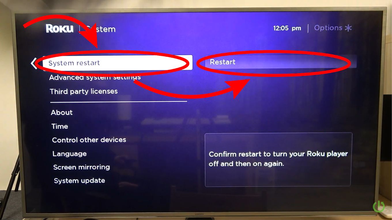 Clear Cache Roku By Restarting - Step 3