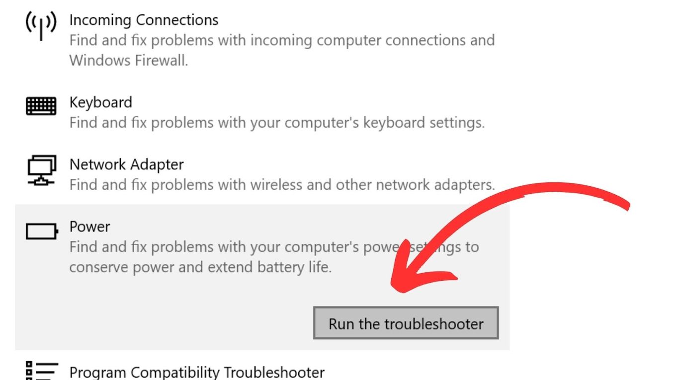 Fix Entering Power Save Windows Troubleshooter - Step 4