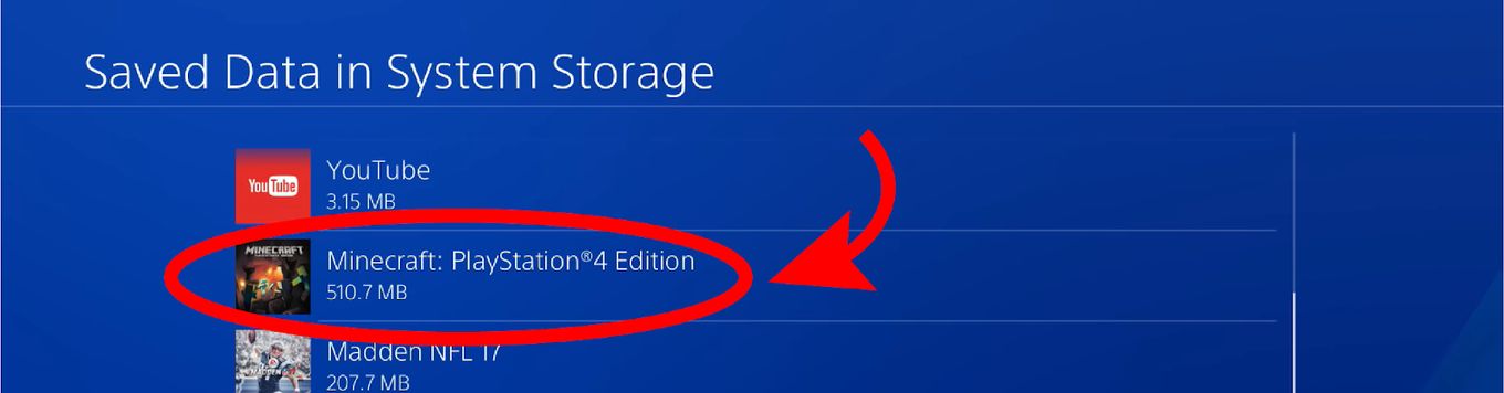 Check Minecraft Storage Size on PS4 Step 4