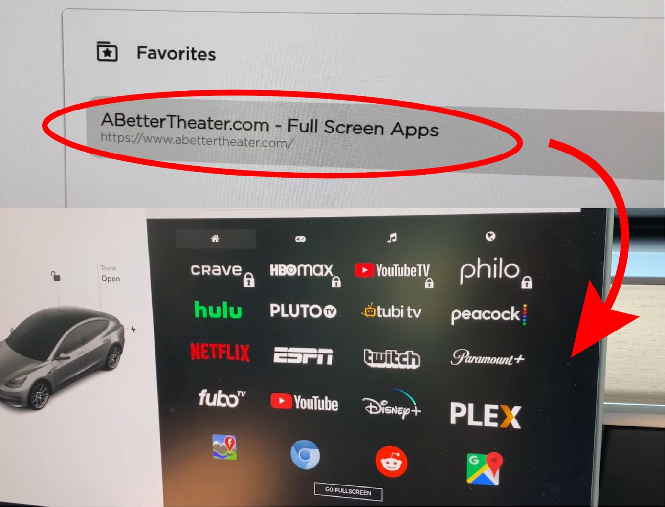 ABetterTheater Fullscreen Tesla Browser - Step 1