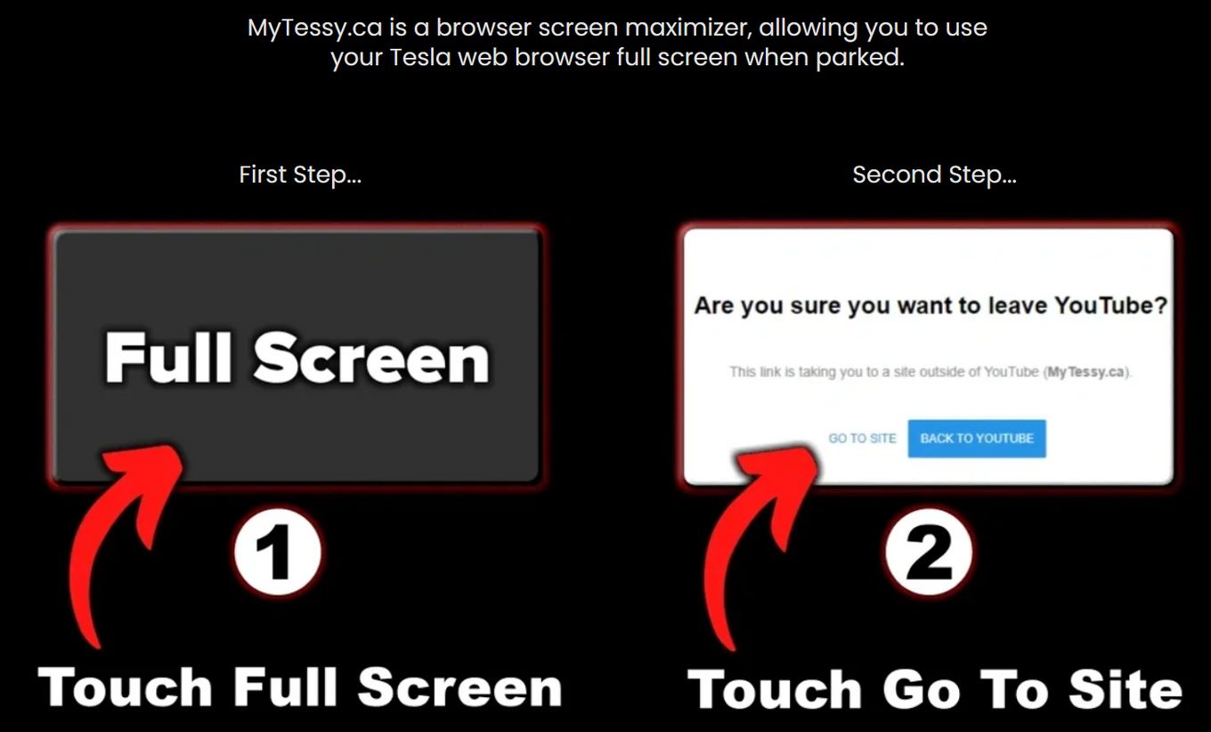 Fullscreen Tesla Web Browser With MyTessy - Step 1