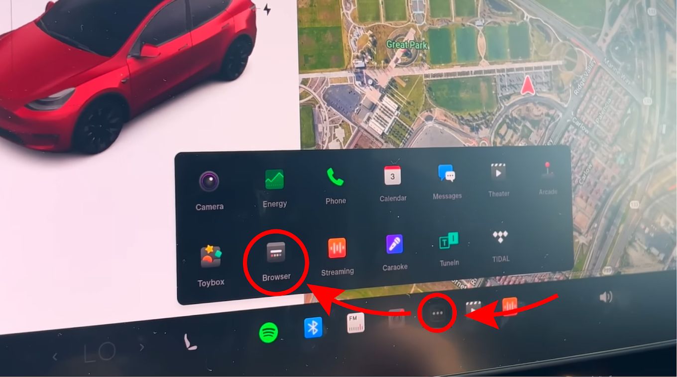 tesla full screen browser 2023