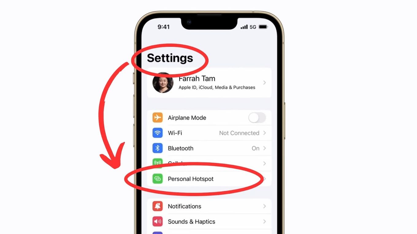 Settings iPhone Hotspot - Connect to PS4
