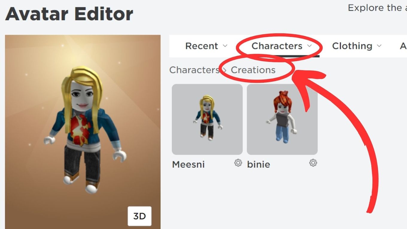 Select the characters option