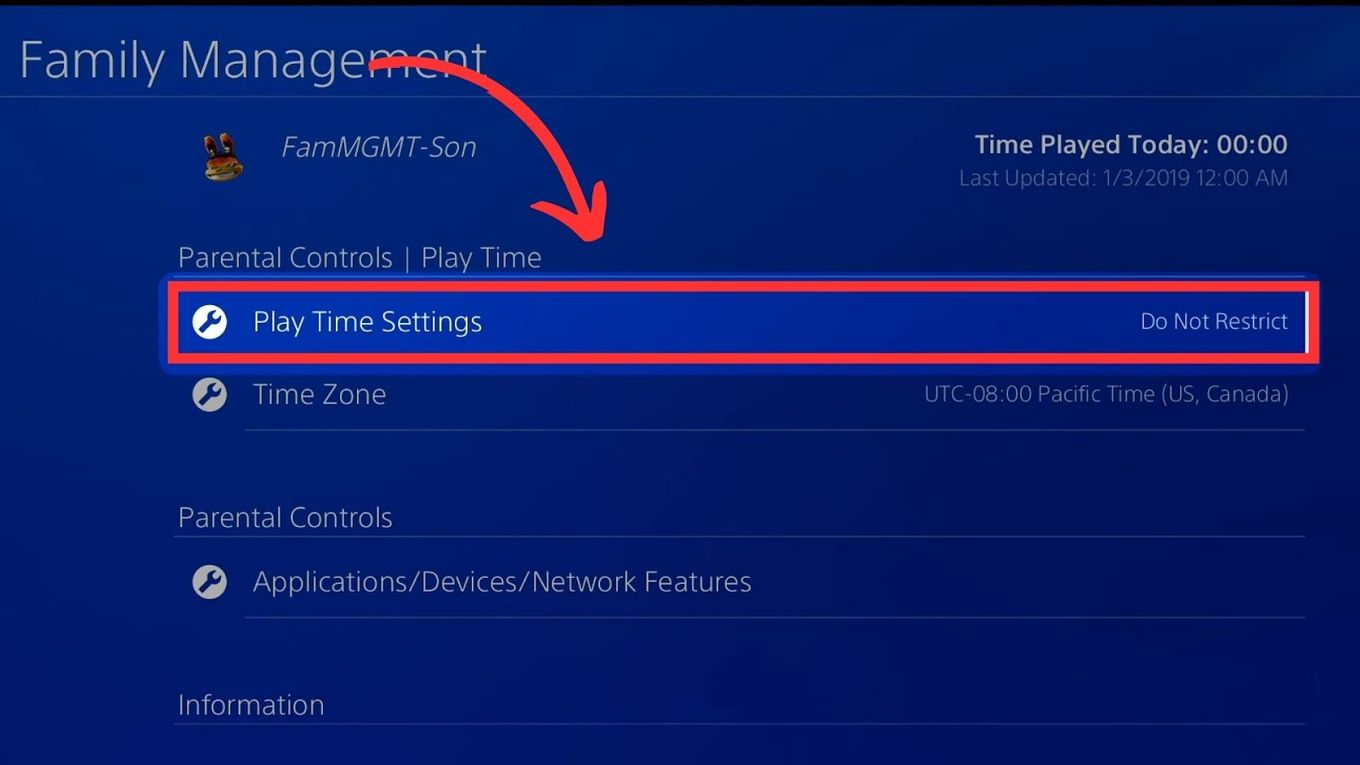 PlayTime Settings -Restrict Playtime On PS4
