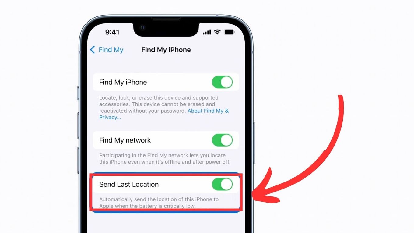 Enable Send Last Location Find My iPhone