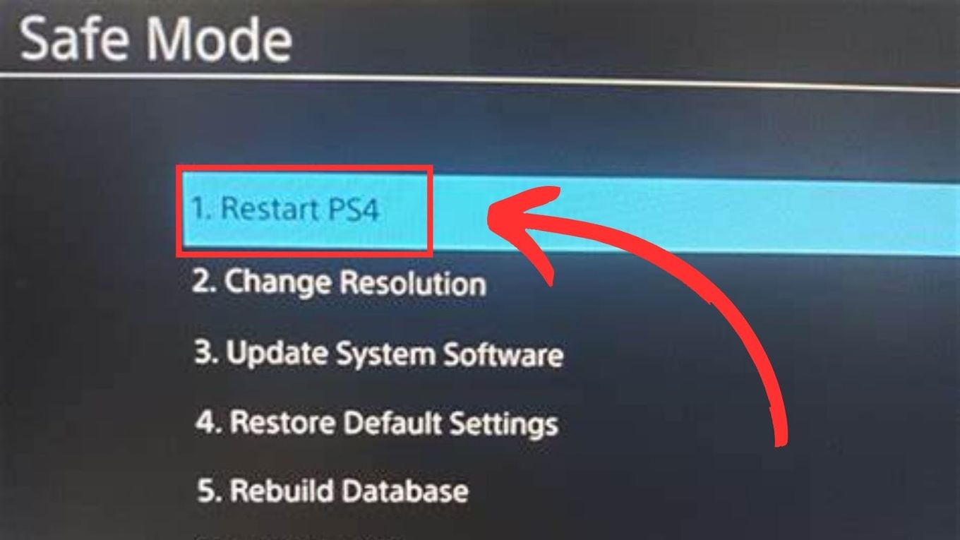 Restarting a PS4 console in safe mode