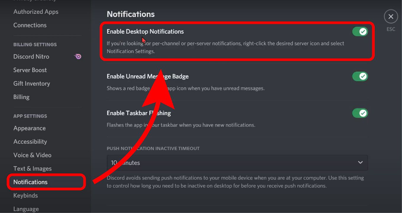 Enable Notifications – Discord Notifications Setting