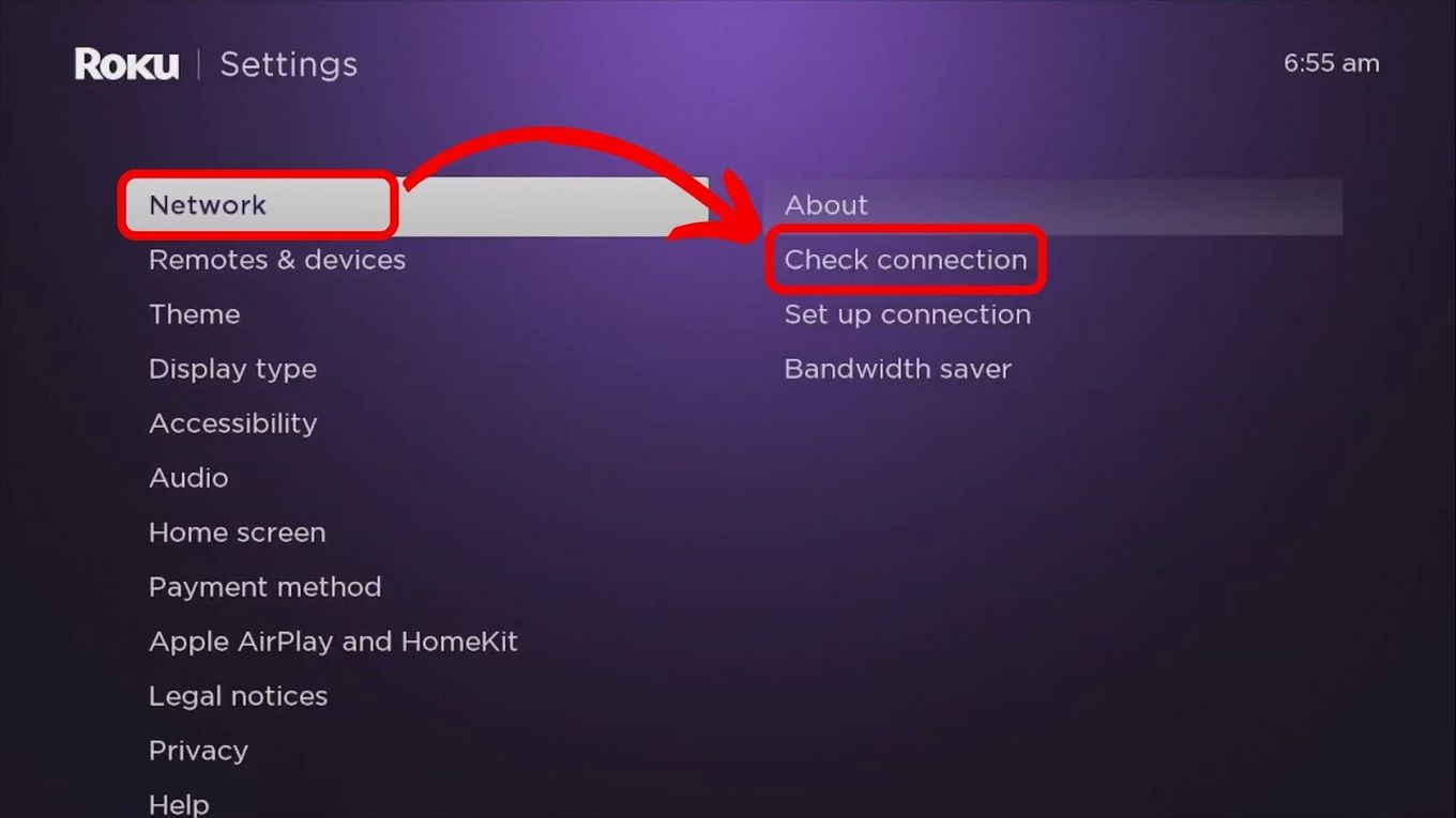 Check Internet Connection on Roku for HBO Max